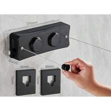 1 Set No-Drill Strong Load-Bearing Invisible Retractable Clothesline, Parallel Dual-Line Design Wall-Mounted Installation, Space-Saving Clothesline Suitable For Indoor/Outdoor Balcony Bathroom, Windproof Non-Slip Drying Rope Black White Gray 3 Colors, Portable Travel Hotel Home Use For Adults And Teens 14+ - Multicolor - View 11
