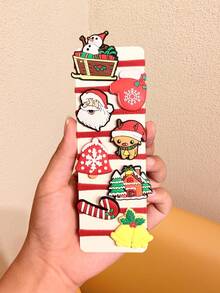 10/20pcs Random Christmas Cartoon Hair Ties, Santa Claus, Reindeer, Snowman Small Hair Bands, Girls' Braid Rubber Bands - Multicolor - View 4