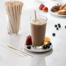 Disposable Birch Beverage Stirrers With A Rounded Head Design, Suitable For Coffee, Tea, Hot Chocolate, Barista Supplies, Hot And Cold Drinks, Tea And Cocktails, And Coffee Bar Accessories. - Multicolor - View 8