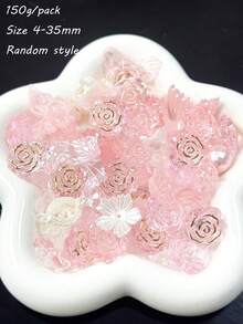 Sekantong Es Warna Emas Solid dengan Mawar Merah Tua Campuran Desain, Casing Ponsel DIY, Kalung, Anting, Aksesoris Fotografi, Kartu, dll. - MultiWarna - View 15