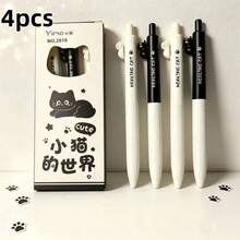 4pcs Kawaii Cat Dreamland High Aesthetic Gel Pen, ST Tip Quick Dry Black Ink Pens, Perfect For Note-Taking, Daily Writing, Kids, Exam Practice - Multicolor - View 9