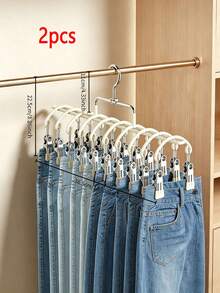1pc/2pcs Gray/White/Blue Pants Hanger With Clips, Multi-Layer Non-Slip Hangers For Pants, Socks & Underwear, Space Saving Closet Organizer For Home & Laundry Room, Heavy Duty, Durable, No Mark, Drying Rack - Multicolor - View 14
