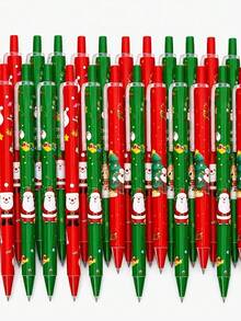 20 PCS Christmas Themed Push-Type Ballpoint Pen Set, 0.5mm Black Ink, Includes 10 Random Pens + 10 Refills, Suitable For School, Great Christmas Gift - Multicolor - View 7