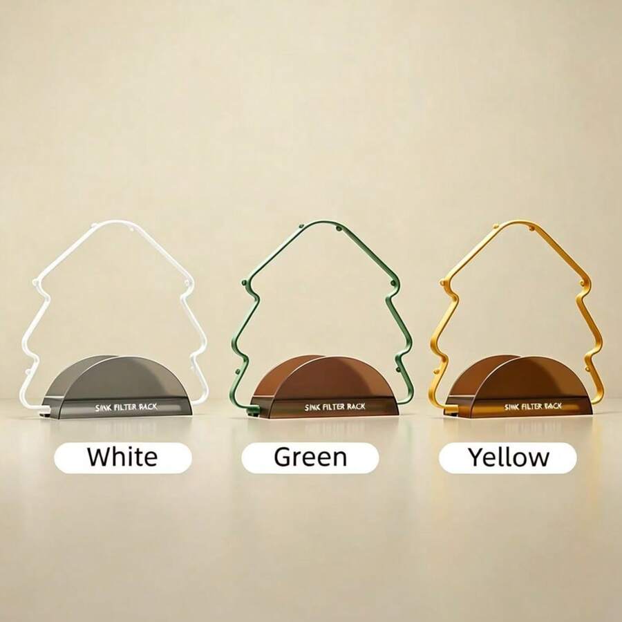 Christmas Tree Sink Strainer, Foldable Kitchen Sink Filter Rack & Drain Protector, Anti-Clog Food Waste Catcher, Over-Sink Strainer Holder For Kitchen Drain, 3 Colors White Green Yellow, Easy Clean Durable - A - View 1