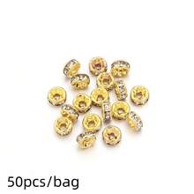 50顆金色調白色水鑽DIY手工隔珠，可用於珠寶製作項鍊，散珠，圓形帶孔 - 圓形隔珠 - 查看 11