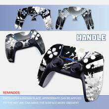 Full Set Protective Stickers Compatible With PS5 Disc Edition, Ink Wash Landscape Personalized Pattern, Removable No-Residue Anti-Scratch Film, Compatible With Console And DualSense Controller - View 6