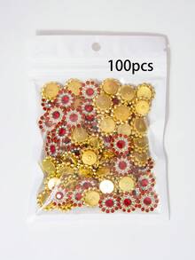 50/100/200顆/組 13.8mm 水鑽珠，時尚多色水鑽裝飾珠，適用於手工藝製作，多色向日葵、雙色水鑽向日葵、手工縫製向日葵，DIY手工水鑽花朵 - 13.8mm太陽花 - 查看 14