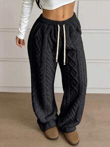 Women's Winter Outdoor Casual Fleece Pants, Versatile Long Pants Suitable For Daily, Home, Office And Gathering - Black - View 5