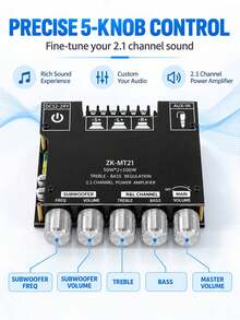 2.1 Channel Audio Power Amplifier Board, 50W*2+100W, With Treble And Bass Control, Suitable For DIY Speakers And Home Theater Systems - Multicolor - View 12