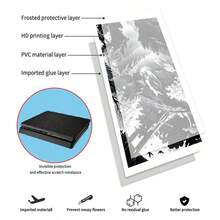 Ink Wash Landscape Pattern Vinyl Sticker Set Compatible With PS4 Slim, Full Set Includes Console Sticker + 2 Controller Stickers, High-Quality PVC Material, Scratch-Resistant And Wear-Resistant, Removable Without Residue Game Console Decorative Film - View 8