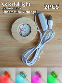 2 Buah Lampu Malam LED 6CM, Alas Lampu LED Kayu Solid, Lampu Malam Dekorasi Meja, Antarmuka USB, Cocok untuk Kaca, Bola Kristal, Resin, Dekorasi DIY. Dapat Diberikan Sebagai Hadiah - Dudukan kayu USB - View 11