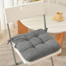 1pc Solid Color Thick Chair Cushion, Soft Quilted Square Seat Pad With Ties, Non‑Slip Comfort Seat Cushion For Dining Office Home Chair Decoration - 40x40cm - View 8