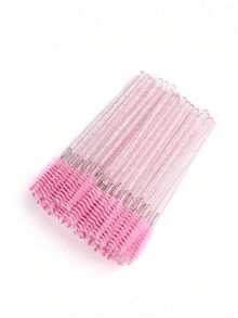 100/50/1pc Pink Eyelash Brush And Lip Brush Set, High-Quality Shiny Crystal Style, Professional Eyelash Extension And Lipstick Application Brush, Suitable For Precise Eyelash Operation And Gentle Makeup Removal, Makeup Tool - Multicolor - View 8