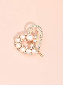 New Niche High-End Heart-Shaped Rhinestone & Pearl Vintage Alloy Anti-Exposure Versatile Exquisite Brooch Accessory - Brooch - View 7