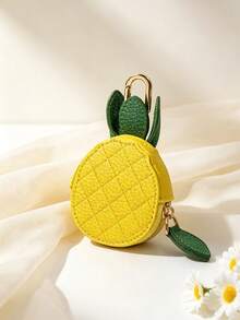 CHARM INFINITE Creative Pineapple Shaped Mini Coin Purse Keychain, Faux Leather Zipper Mini Storage Bag Pendant, Can Be Hung On Backpack, Handbag, Portable Carabiner Accessory, Exquisite Christmas Surprise Gift For Women And Girls - Yellow - View 3