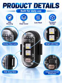 1/2/4/6pcs LED Atmosphere Light Strip With Remote Control, 8 Colors 10 Modes, USB Rechargeable, LED Emergency Warning Light/Motorcycle Light/LED Flashing Positioning Wireless Light, Suitable For Car/Bicycle/Drone/Truck/RC Airplane - Airplane Light - View 5
