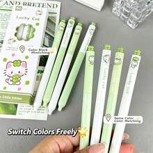4pcs Lucky Cat Neutral Pens, Highly Attractive INS Style Rotating Brush Pens 0.5mm, Black Ink Twist Pens For Students And Exams - Multicolor - View 9