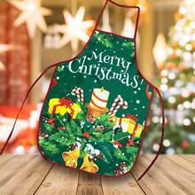 4Pcs Assorted Christmas Cartoon Santa Elf Gift Printed Apron For Holiday Kitchen Baking Family Gathering - Multicolor - View 9