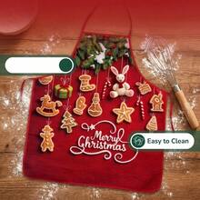 3Pcs Christmas Santa Gingerbread Gift Printed Kitchen Apron, Cooking Apron For Holiday Home Themed Party - Multicolor - View 5