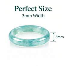 Pinannie 3mm Thin Stackable Blue Green Jade Rings For Women, Natural Stone Gemstone Band Ring, Feng Shui Lucky Jewelry, Gift For Her, US Size 4-12 - Blue-green - View 5