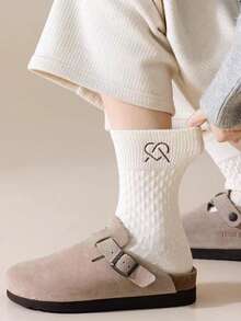 4 Pasang Kaos Kaki Rajut Timbul Gaya Maillard Motif Kabel Jepang untuk Wanita, Serbaguna dan Hangat - MultiWarna - View 4