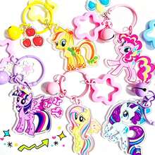 Hasbro 1pc My Little Pony Cartoon Keychain Bag Charm With Bell, Cute Highly Attractive Exquisite Backpack Pendant, Party Decoration Accessory, Party Favor Gift, Key Ring, Creative Gift Craft Ornament, Party Key Ring Gift Bag, Halloween Christmas Gift, Car Key Chain, Clothing Accessory, Bright Colors, Party Costume Accessory, Party Photo Prop, Suitable For Graduation Party, Birthday Gift, Best Friend Gift, Wedding - A - View 2