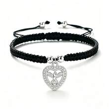 1Pc Hollow Heart Peace Dove Pendant Bracelet Crystal Rhinestone Charm Handwoven Rope Bangle For Women Couple Lucky Fashion Jewelry Gift - Love Pigeon - View 14