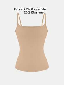 XLLAIS Sexy Backless Women's Camisole, Elastic Casual Spaghetti Strap Tank Top Summer - Khaki - View 6