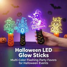 Children's Handheld LED Glowing Stick Music Light Atmosphere Fluorescent Stick Toy Fun Pumpkin Pattern Home Indoor Outdoor Celebration Party Activity Interactive Game Halloween Christmas Holiday Decoration Suitable For Boys And Girls Small Gift - Multicolor - View 9