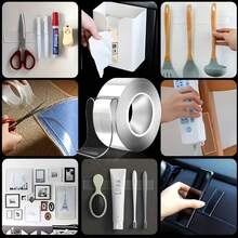 1PC High Viscosity Nano Double Sided Tape, Paste Items Without Traces Without Damaging Walls, With Strong Adhesive, More Solid Than Hooks, Washable Double Sided Tape, Reusable Waterproof Double Sided Tape For Multi-Scene Use - View 6