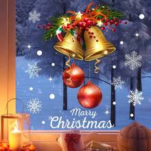Christmas Window Static Cling Stickers, Ice Crystal Snowman & Christmas Tree Pattern, Holiday Glass Decor For Restaurant Windows - Approximately 30cm Wide and 40cm Long - View 8