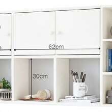 Estante Flotante De Pared Para Libros, Estantería Organizadora Blanca Con Puertas Y Estantes Abiertos, Mueble De Pared Multifuncional Para Dormitorio, Sala Y Oficina, Ahorro De Espacio - Blanco - Ver 3