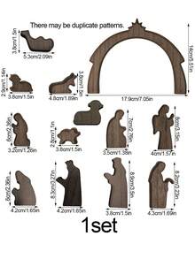 Wooden Christmas Miniature Figurines, Minimalist Bohemian Style Desktop Christmas Nativity Scene Decoration, Suitable For Indoor Home, Fireplace Mantel, Tray Decor, Dining Table, Bookshelf, Office - Multicolor - View 13