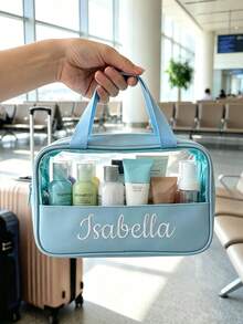 1pc Personalized Customized Jewelry Storage Bag (Can Print Name), Embroidered Makeup Bag, Customized Makeup Bag, Women's Travel Storage Bag, Birthday Gift, Bridesmaid Gift - Multicolor - View 2