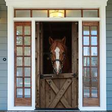 1pc Holiday Door Curtain Banner, Horse Pattern, Perfect For Maintaining Privacy At Hallway Intersections - Khaki - View 6