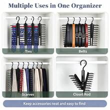 1PC Tie & Belt Storage Rack, 20-Slot Design, Large Capacity Wardrobe Scarf & Belt Organizer - Multicolor - View 6