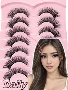 7 Pairs Natural Full Strip False Eyelashes, Soft Lightweight & Reusable Natural-Looking Lashes, Comfortable Eye-Enhancing Eyelashes For Everyday Wear, Date Makeup & Daily Beauty Looks - View 5