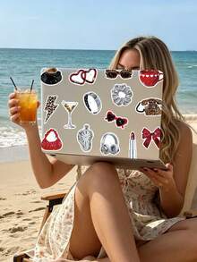 50Pcs Silver Millennium Y2K Stickers Retro Aesthetic Leopard Print Metallic Heart Graffiti Stickers For Water Bottle Luggage Phone Notebook Guitar DIY Crafts Stickers - Multicolor - View 5