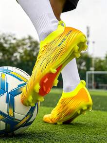 Football Shoes Men Wear-Resistant Anti-Slip Turf Cleats Breathable Outdoor Training Match Soccer Boots For Teenagers Soccer Shoe - Yellow - View 2