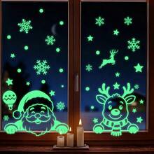 2pcs Winter Cozy Atmosphere Deer Glass Stickers Blue Snowflake Static Cling Stickers Christmas Party Decorations - Christmas Window Decals - View 1