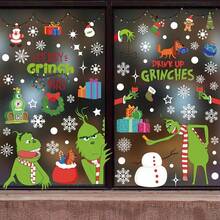 The Grinch 8pcs Christmas Static Window Stickers, Merry Grinchmas Holiday Static Decals, Glue-Free Reusable Glass Stickers For Christmas Home And Shop Window Holiday Decoration - Multicolor - View 1