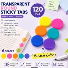 120pcs Transparent Sticky Notes, Round Transparent Index Stickers With Reusable Bookmarks, Aesthetic Markers, Office And School Supplies - A - View 7