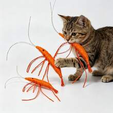 5pcs Shrimp-Shaped Cat Toys, Suitable For Kittens And Adult Cats, Interactive Hunting Games, Durable Nylon Bite-Resistant Toys, Can Be Used For Hand Gesture Training, Promote Play And Intellectual Stimulation, No Battery Required - View 4