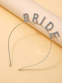 1pc Alloy Rhinestone BRIDE Letter Headband, Wedding Guest Decorative Hair Accessory, Bridesmaid Gift, Eye-Catching Casual All-Season Wear - Silver - View 4