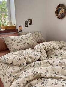 3pcs Vintage Floral Print Bedding Set, 2 Pillow Cases + 1 Quilt Cover - Multicolor - View 5