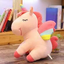 Unicornio Pony De Peluche Arcoiris Tipo Pegaso Almohada 30cm - Rosa - Ver 8