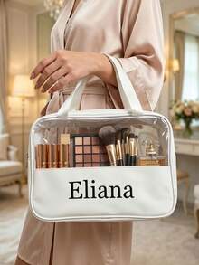 1pc Personalized Customized Jewelry Storage Bag (Can Print Name), Embroidered Makeup Bag, Customized Makeup Bag, Women's Travel Storage Bag, Birthday Gift, Bridesmaid Gift - Multicolor - View 3
