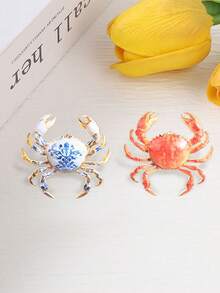 Exquisite Crab Shape Lapel Pin Set, Ocean Animal Enamel Pin, Decorative Brooch For Coat Backpack - Multicolor - View 9