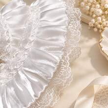 2-Inch Pearl Luster Ruffle Lace Trim, Pleated Lace Fabric, Suitable For Sewing, Cuffs, Skirts, Curtains, Aprons, DIY Crafts And Home Decor - Double-layer Lace Trim - View 8