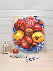 DIY Digital Oil Painting Kit - Tomato Theme, Beginner Canvas Art Handmade Painting Craft, Home Decor For Living Room, Bedroom, Holiday Gift, Includes Painting Tools. - Sets - View 3